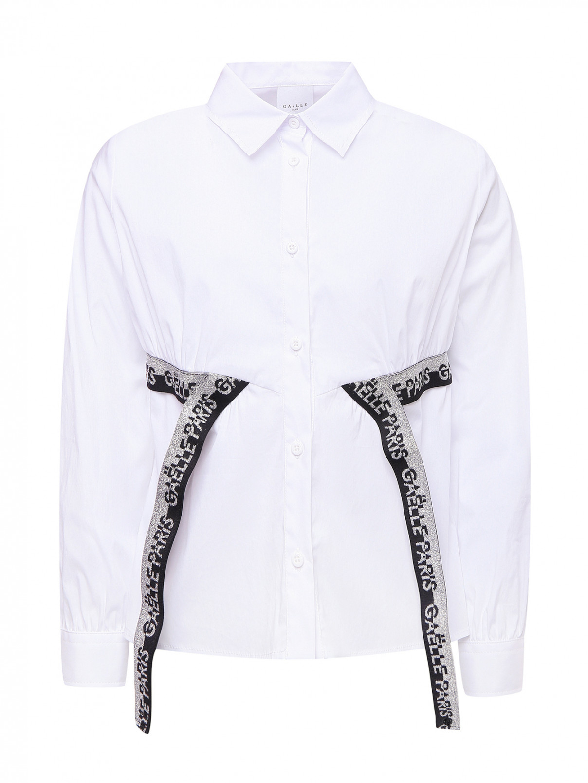 Блуза на пуговицах с поясом-резинкой Gaelle  –  Общий вид  – Цвет:  Белый