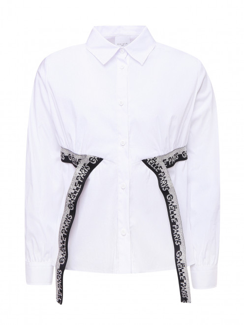 Блуза на пуговицах с поясом-резинкой - Общий вид