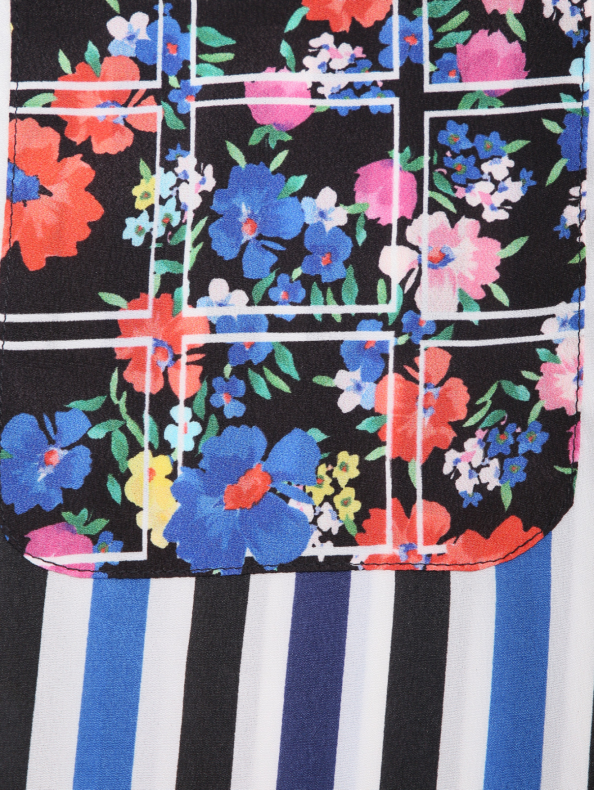 Блуза в полоску с цветочным узором Persona by Marina Rinaldi  –  Деталь1  – Цвет:  Узор