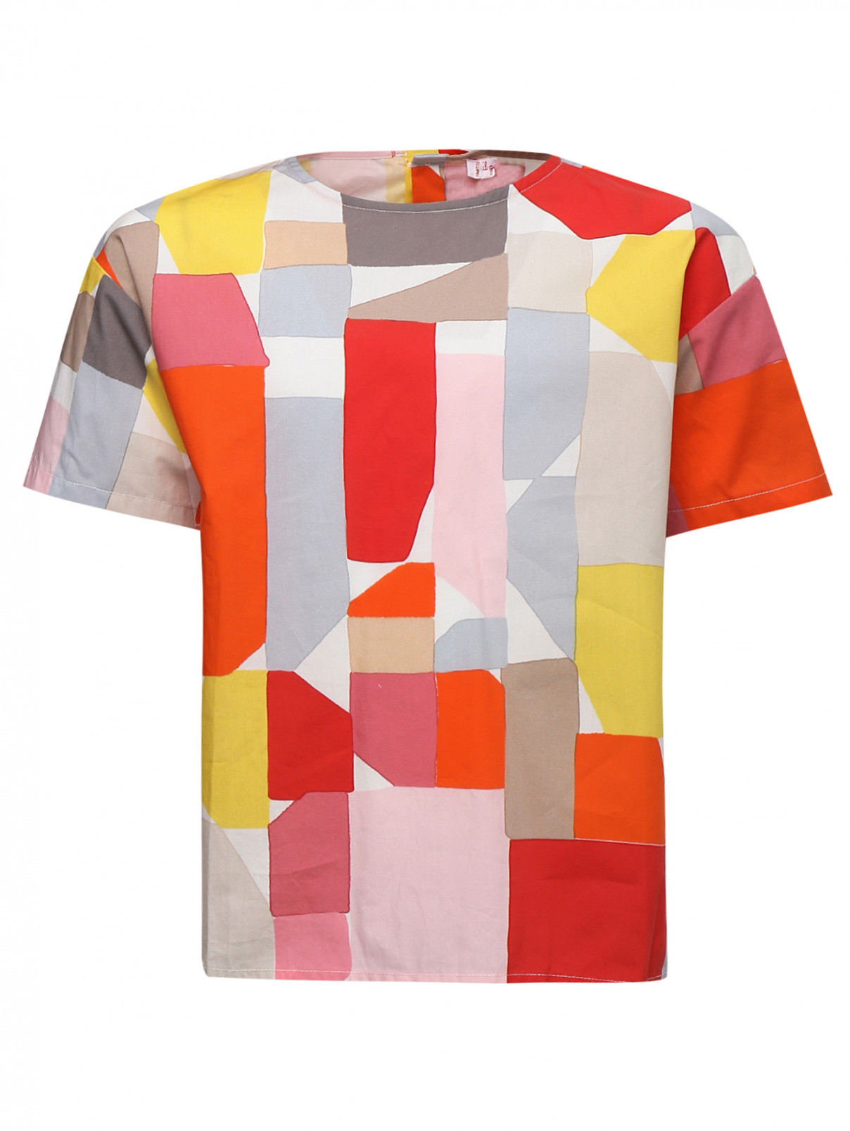Блузка с принтом из хлопка Il Gufo  –  Общий вид  – Цвет:  Серый