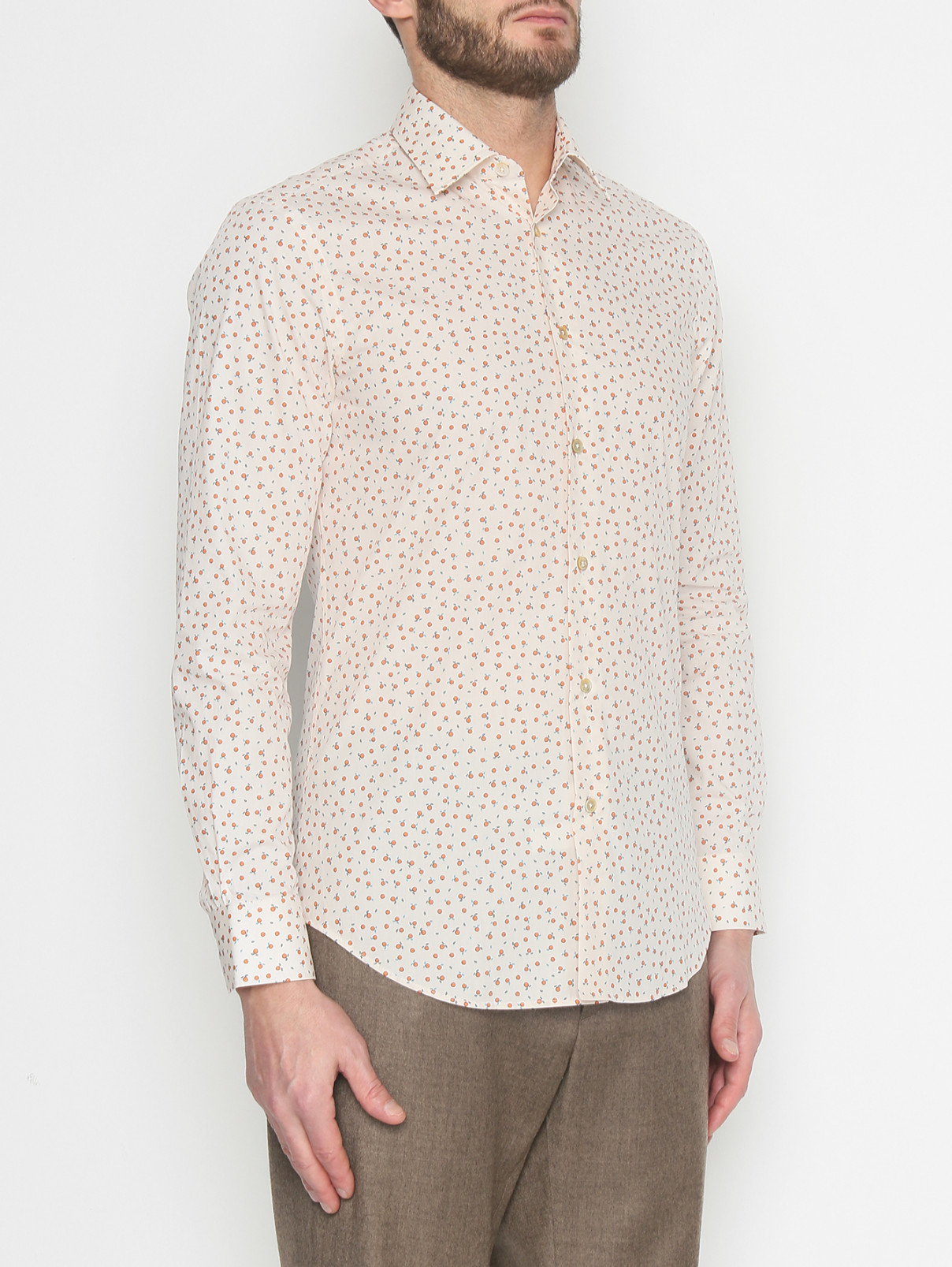 Рубашка из хлопка с узором Paul Smith  –  МодельВерхНиз  – Цвет:  Узор