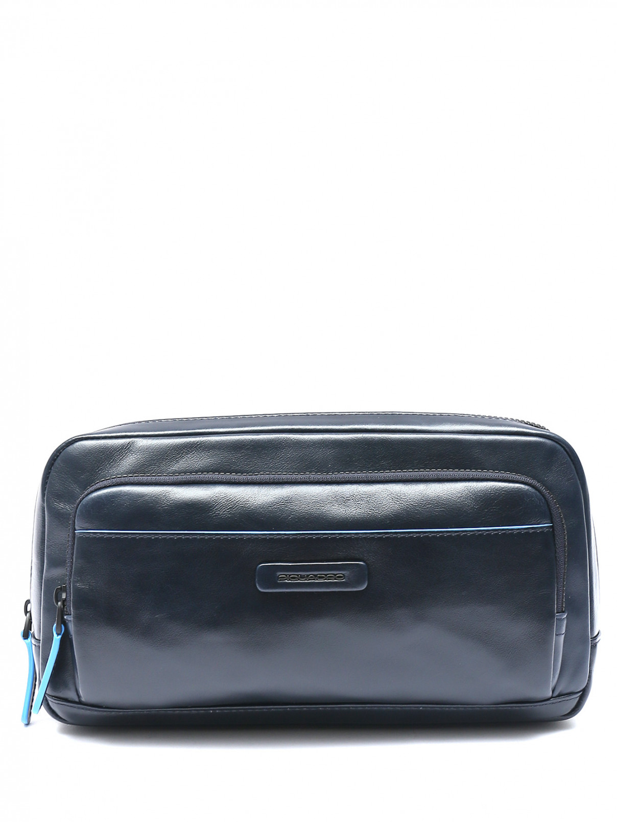 Поясная сумка из гладкой кожи с контрастной отделкой Piquadro  –  Общий вид  – Цвет:  Синий
