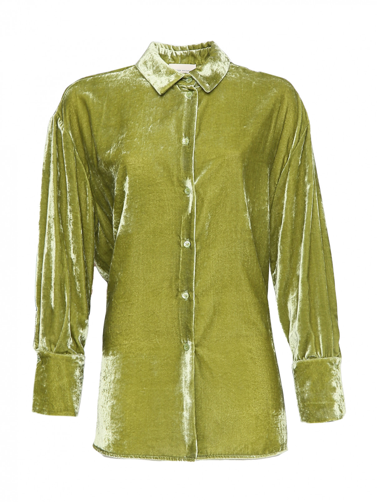 Рубашка из жатого бархата Semicouture  –  Общий вид  – Цвет:  Зеленый