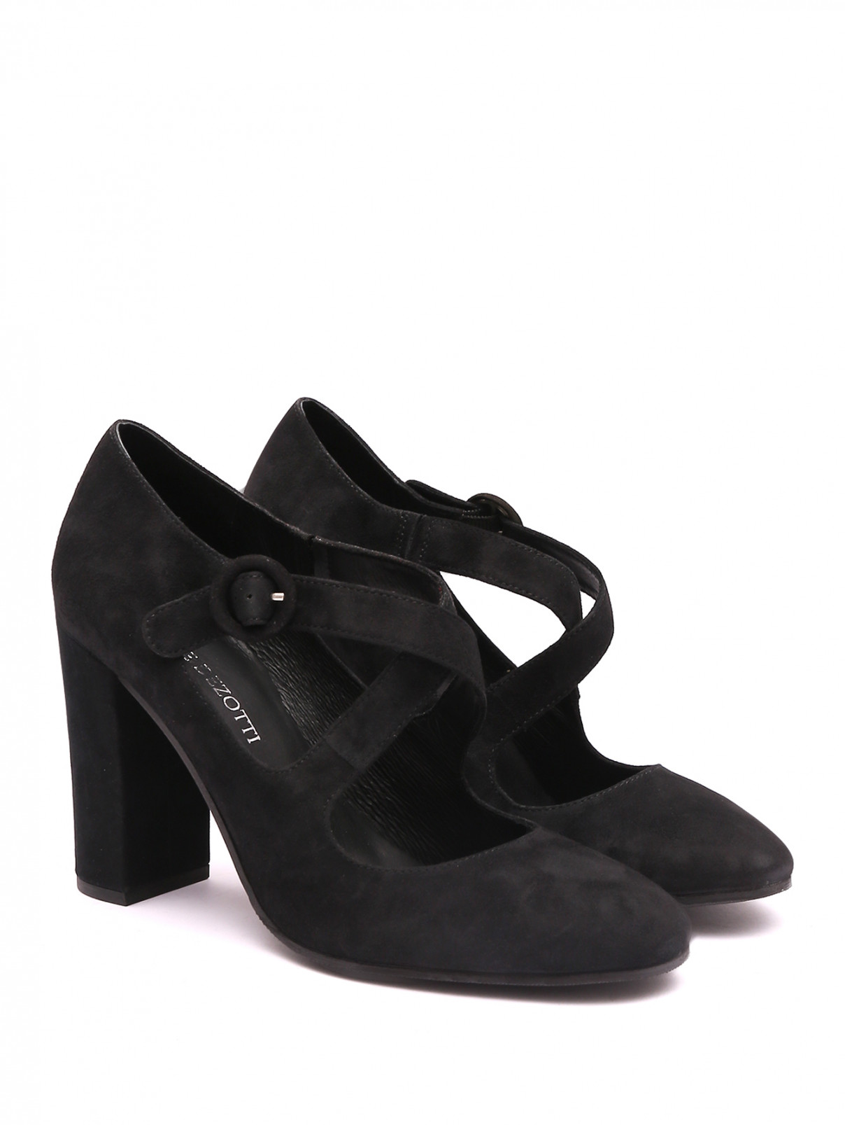 Туфли из замши на устойчивом каблуке Adele Dezotti  –  Общий вид  – Цвет:  Черный