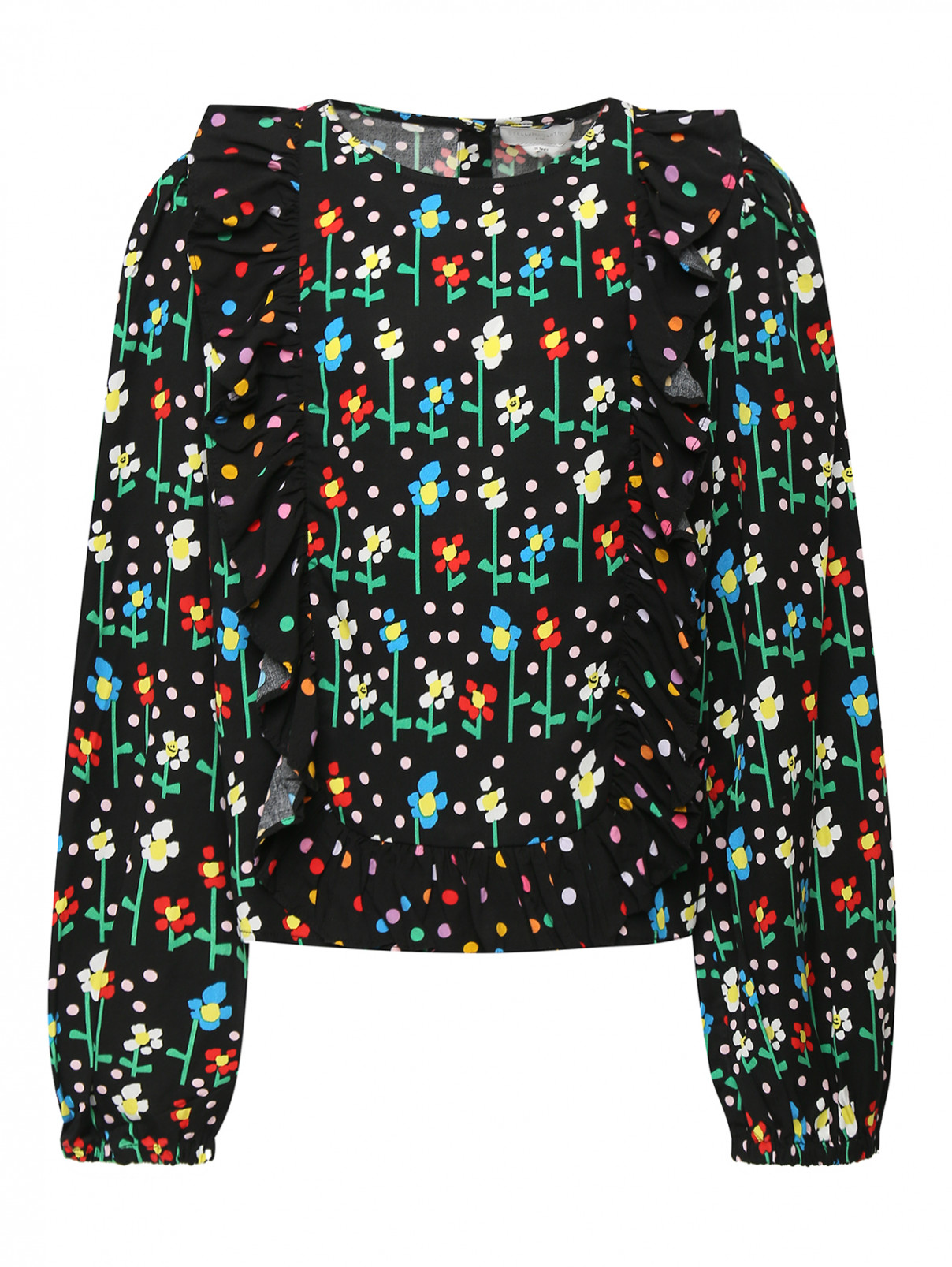 Блуза с цветочным узором и оборками Stella McCartney kids  –  Общий вид  – Цвет:  Узор