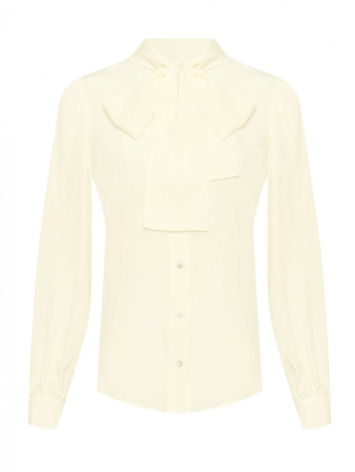 Блуза из шелка с бантом Shade  –  Общий вид  – Цвет:  Белый