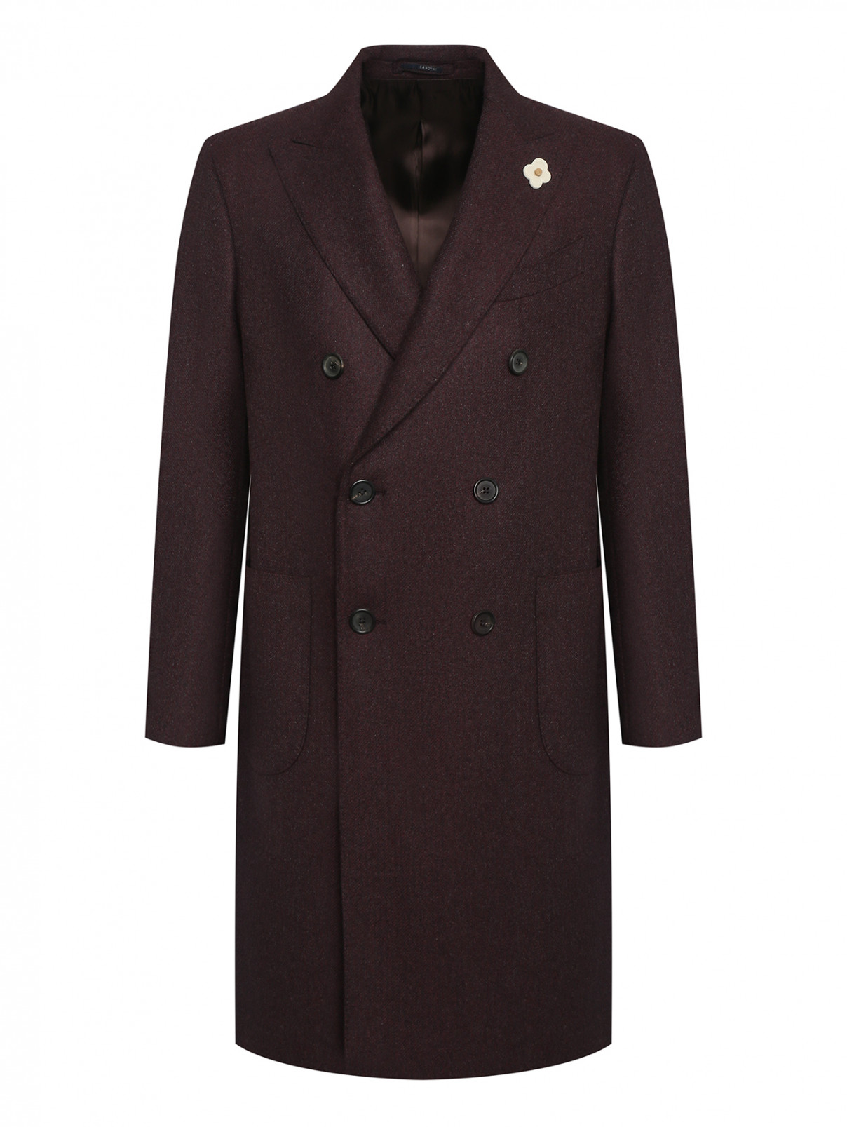 Пальто из кашемира и шерсти с карманами LARDINI  –  Общий вид  – Цвет:  Красный