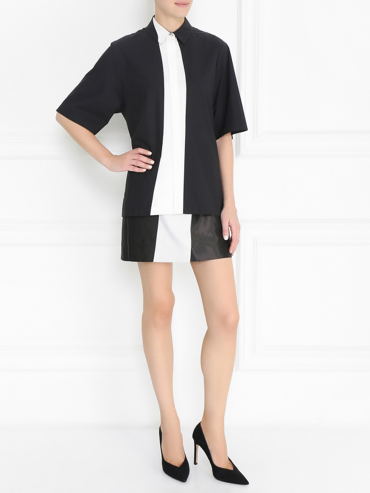 Платье из хлопка ассиметричного кроя Kenzo  –  Модель Общий вид  – Цвет:  Черный