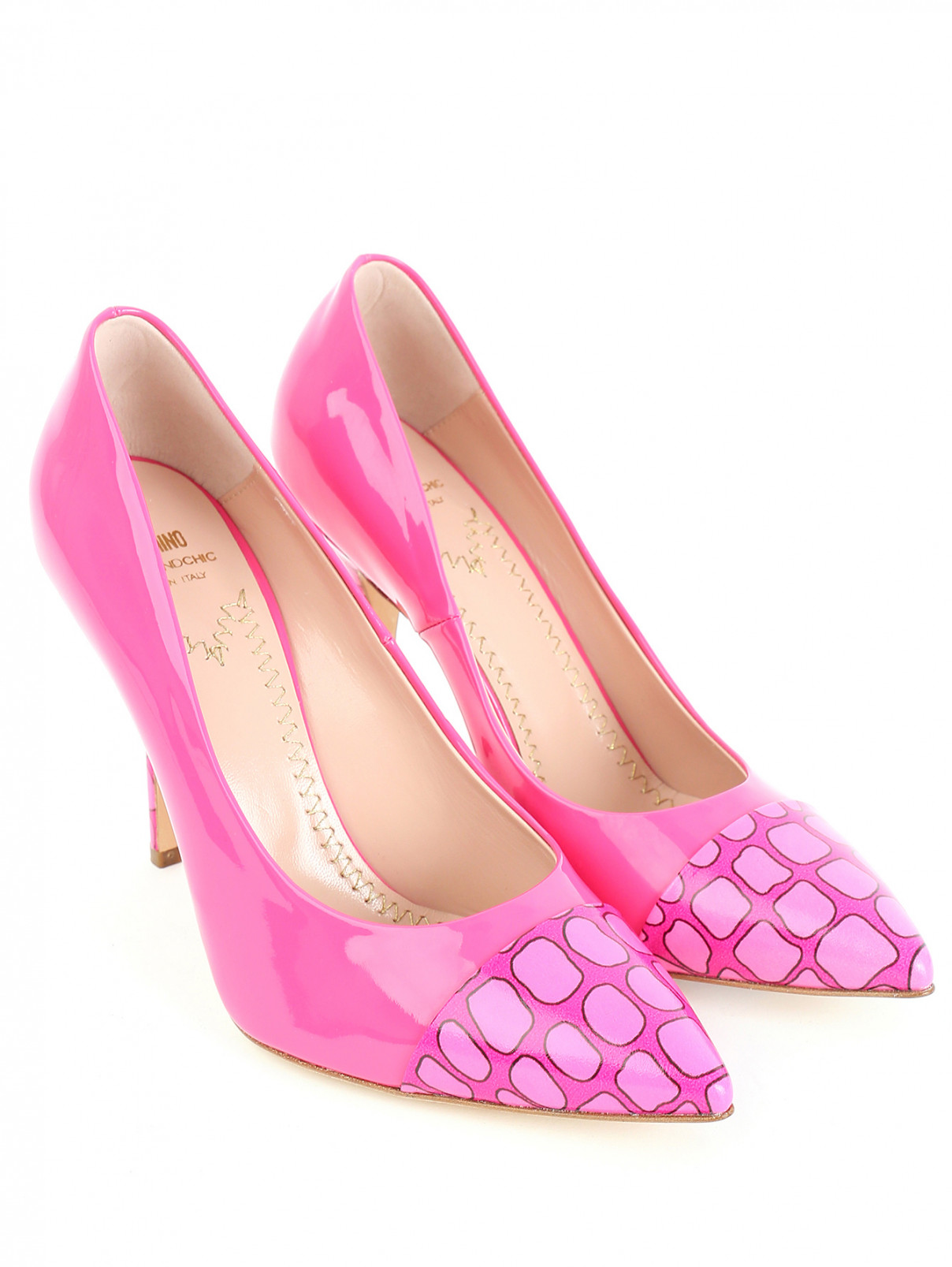 Туфли из лакированной кожи с узором Moschino Cheap&Chic  –  Общий вид  – Цвет:  Фиолетовый