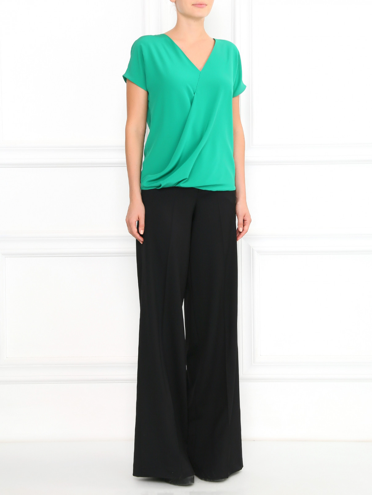 Блуза из шелка с запахом Etro  –  Модель Общий вид  – Цвет:  Зеленый