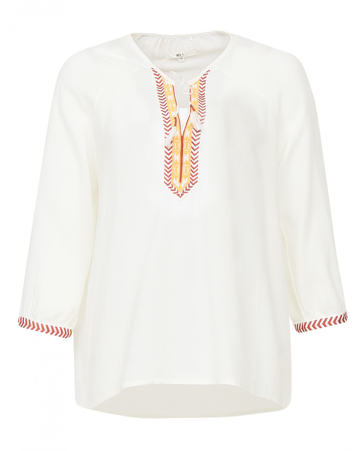 Блуза с вышивкой MKT Studio  –  Общий вид  – Цвет:  Белый