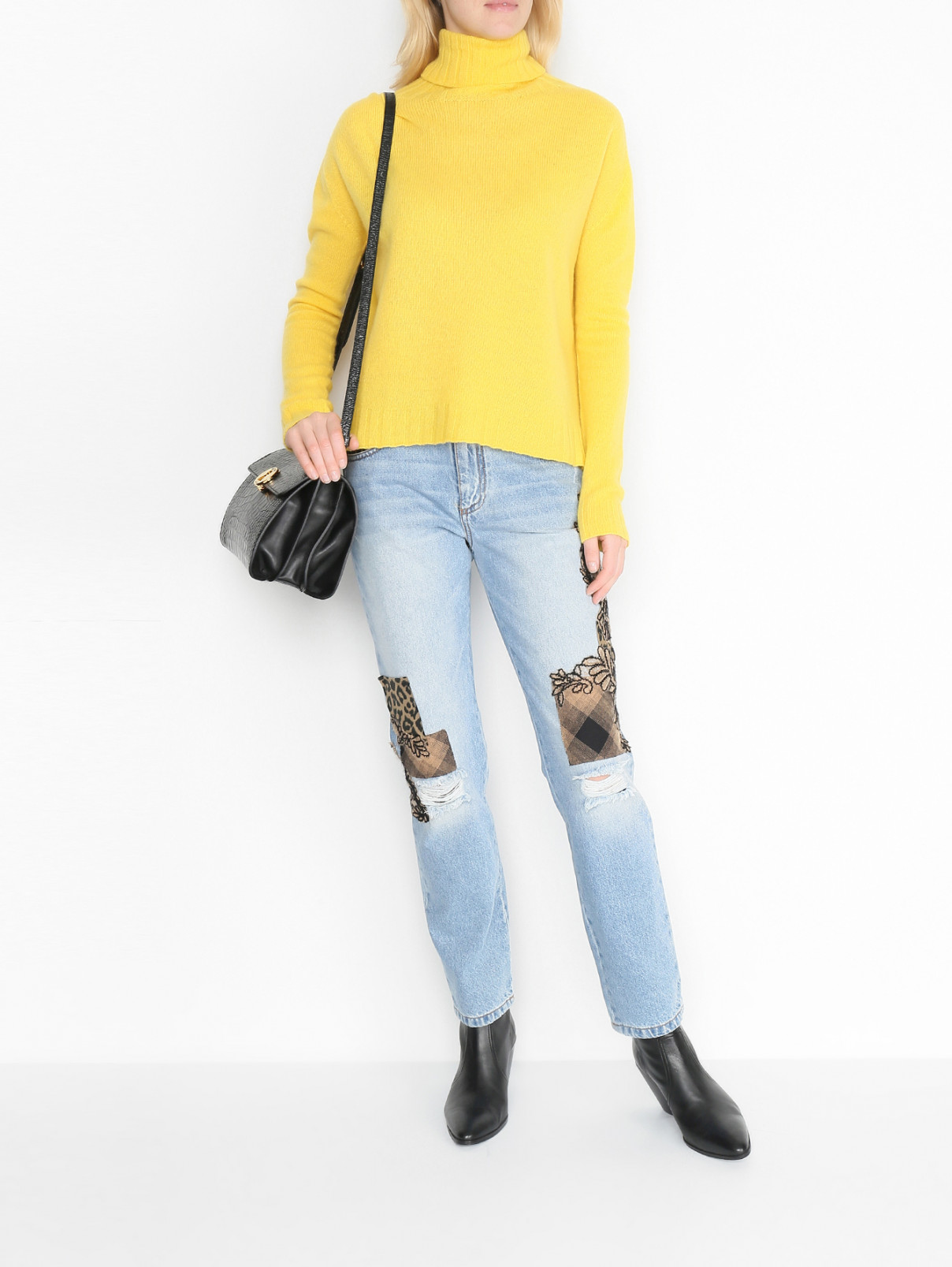 Однотонный свитер из шерсти и кашемира Ermanno Firenze  –  МодельОбщийВид  – Цвет:  Желтый