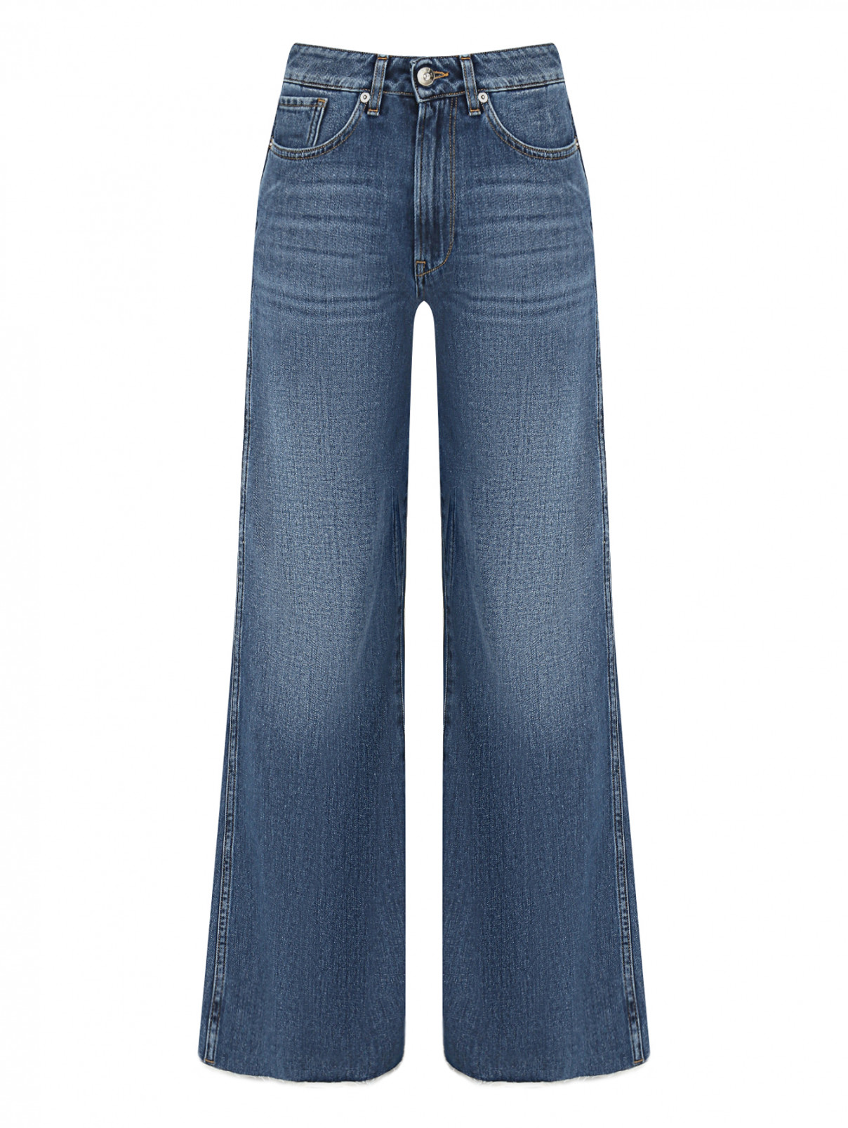 Широкие джинсы с бахромой 3x1  –  Общий вид  – Цвет:  Синий