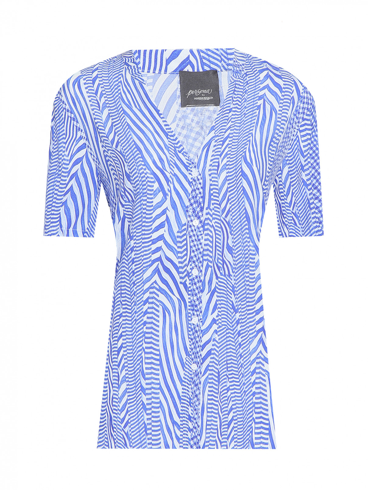 Рубашка из вискозы с узором и коротким рукавом Persona by Marina Rinaldi  –  Общий вид  – Цвет:  Узор