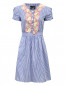 Платье из хлопка и шелка с рукавами фонариками и аппликацией на груди Moschino Boutique  –  Общий вид