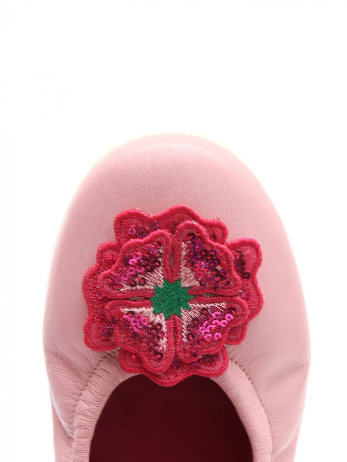 Балетки из кожи с аппликацией MiMiSol  –  Обтравка3  – Цвет:  Розовый
