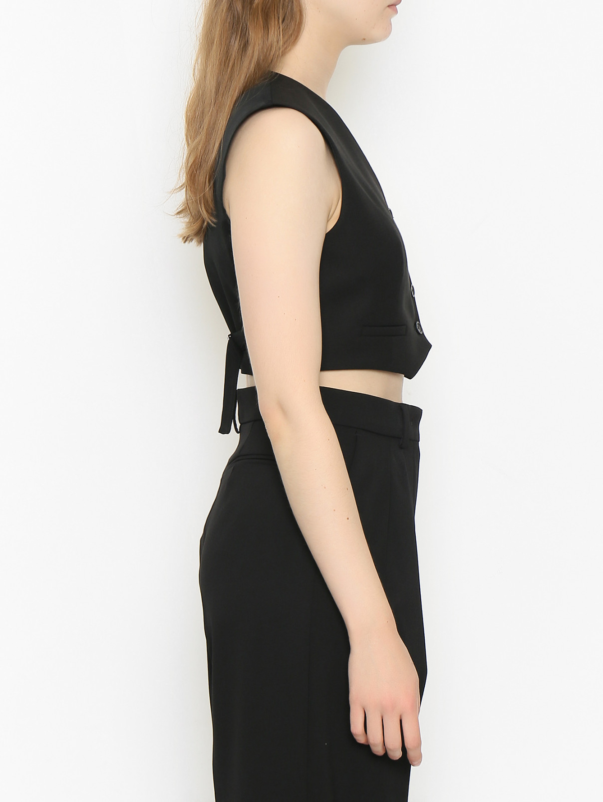 Укороченный жилет Sportmax  –  МодельВерхНиз2  – Цвет:  Черный