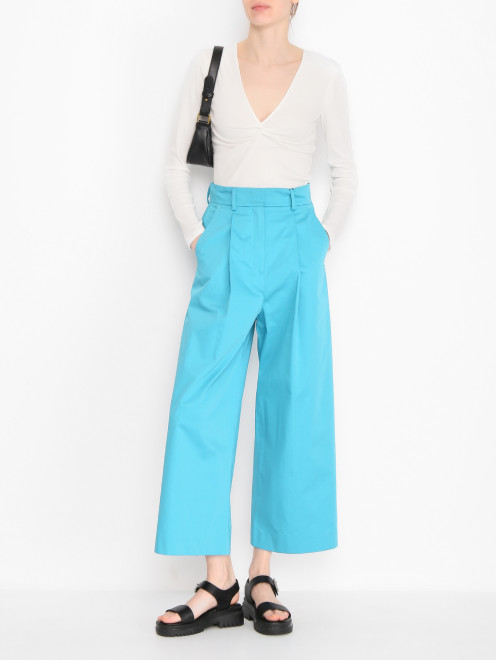 Брюки из хлопка широкого кроя Weekend Max Mara - МодельОбщийВид