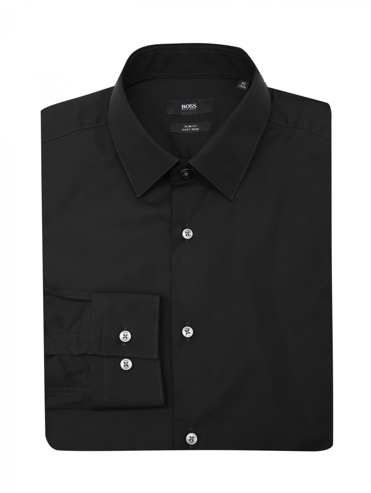 Рубашка из хлопка на пуговицах Boss  –  Общий вид  – Цвет:  Черный
