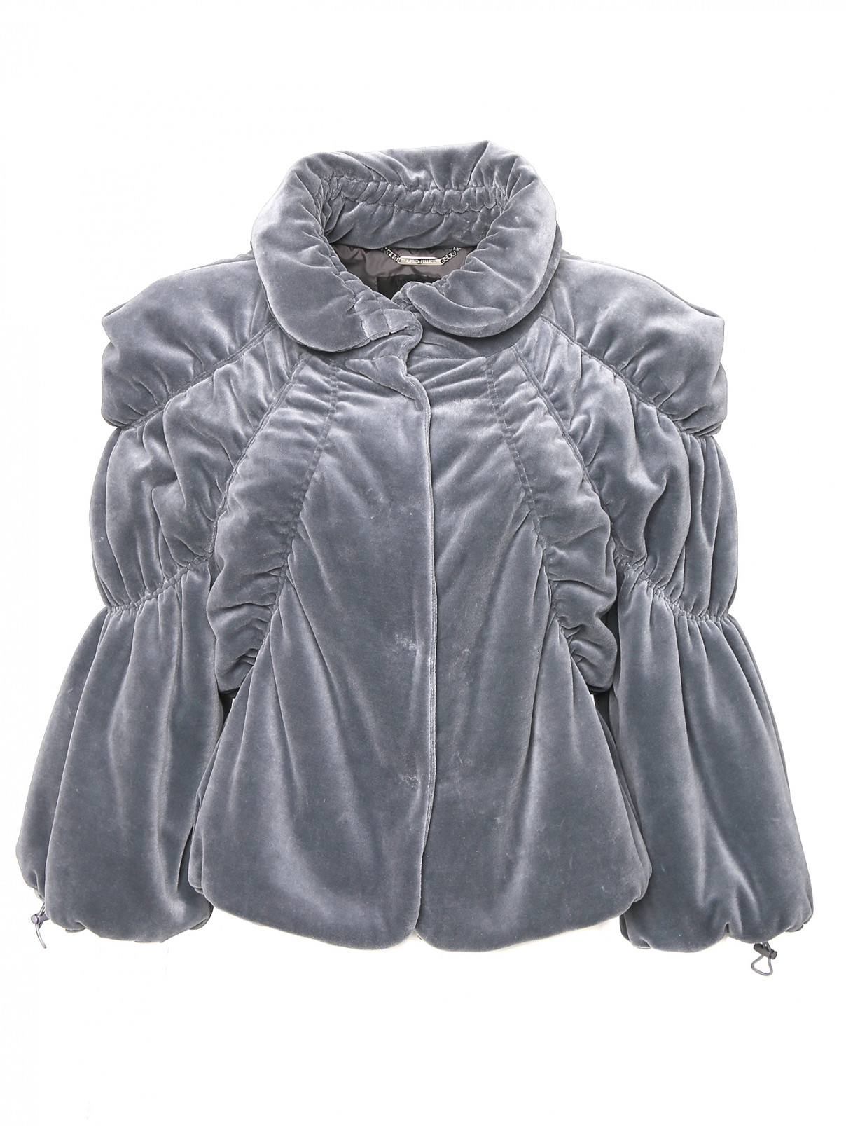Стеганая куртка из бархата Alberta Ferretti  –  Общий вид  – Цвет:  Серый