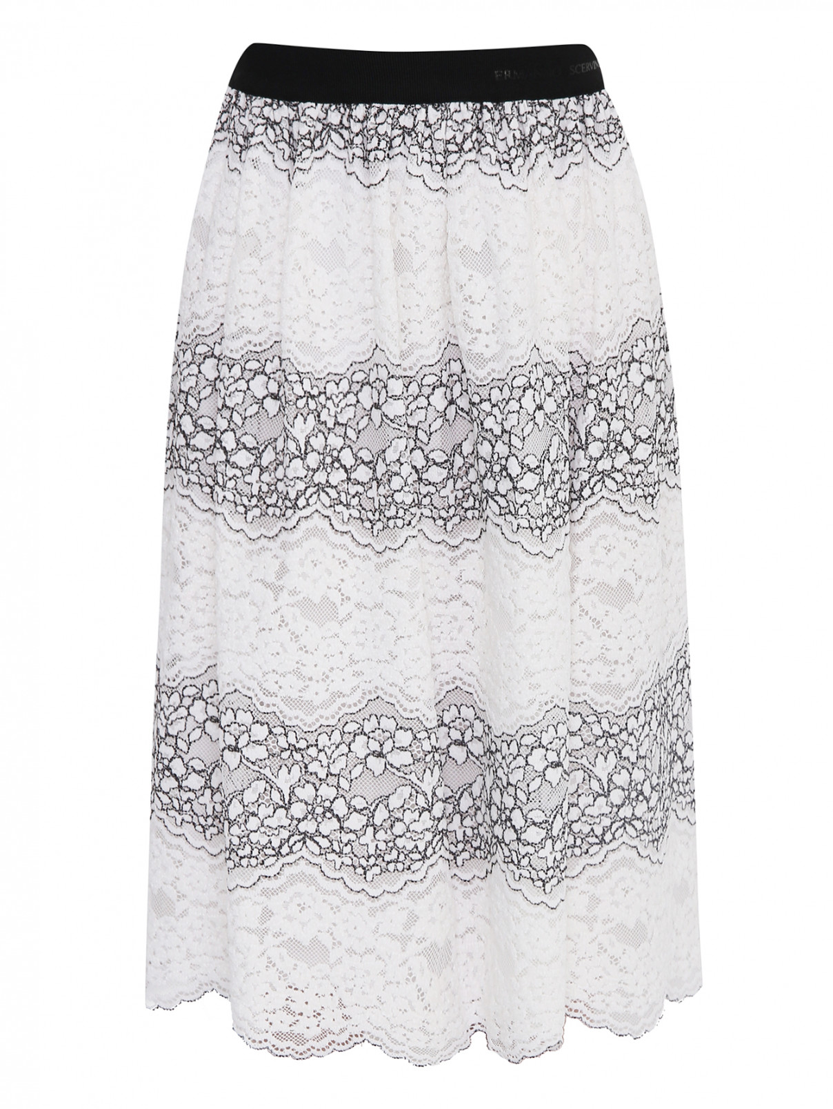 Кружевная юбка на резинке Ermanno Scervino Junior  –  Общий вид  – Цвет:  Белый