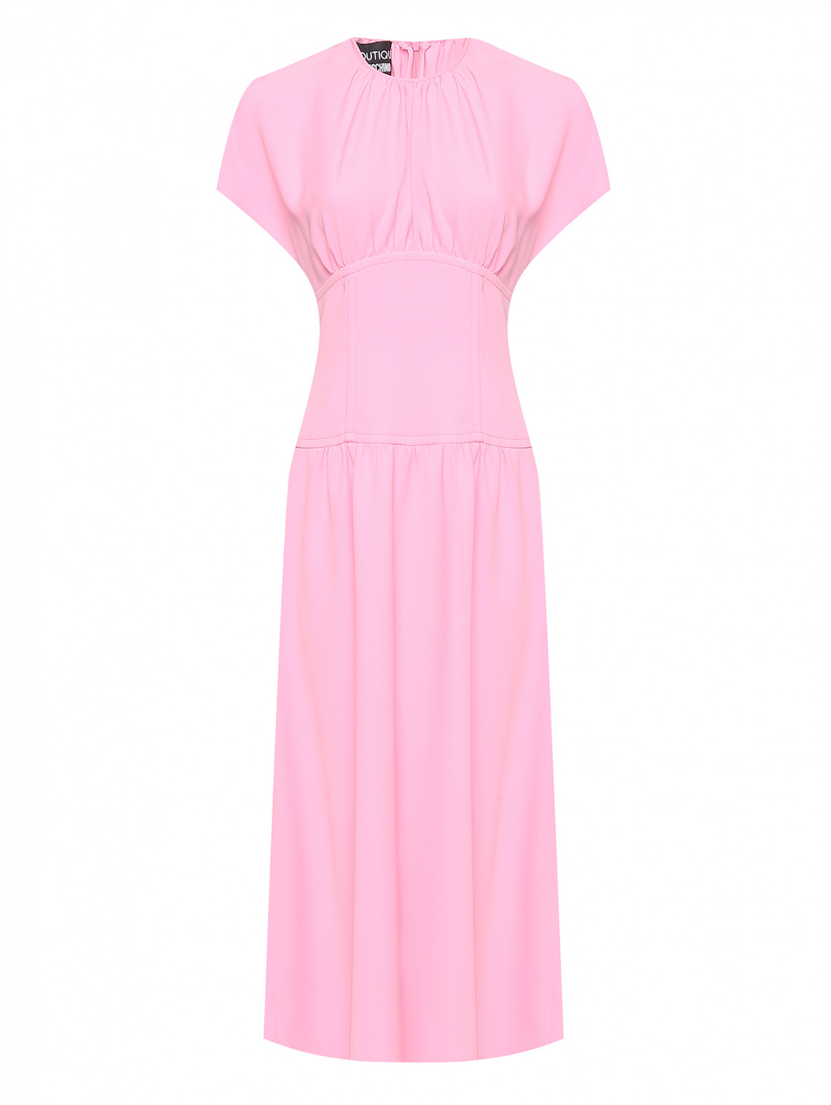 Платье-миди с корсетным поясом Moschino Boutique  –  Общий вид  – Цвет:  Розовый