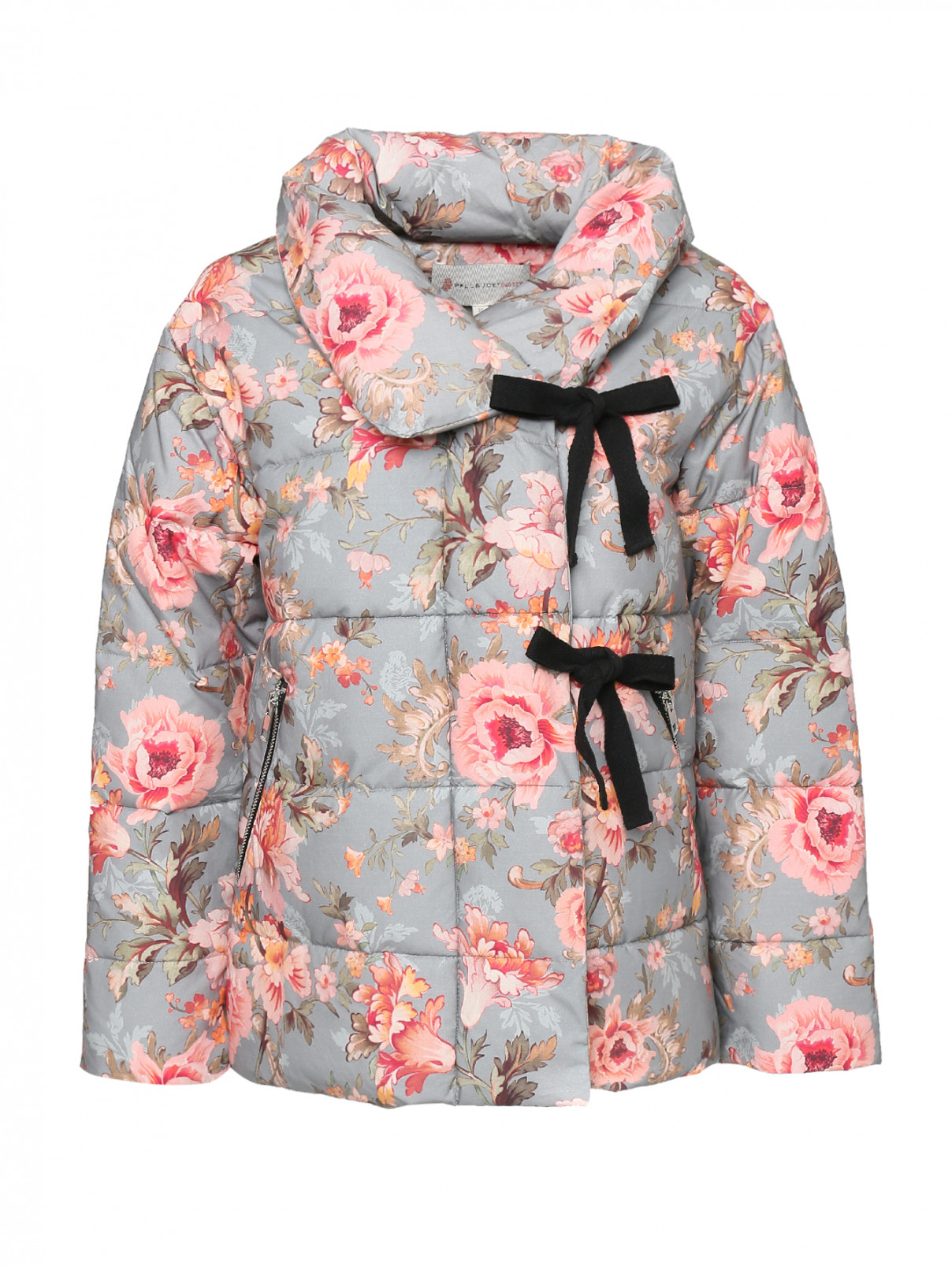 Куртка стеганая с цветочным узором Paul&Joe Sister  –  Общий вид  – Цвет:  Серый