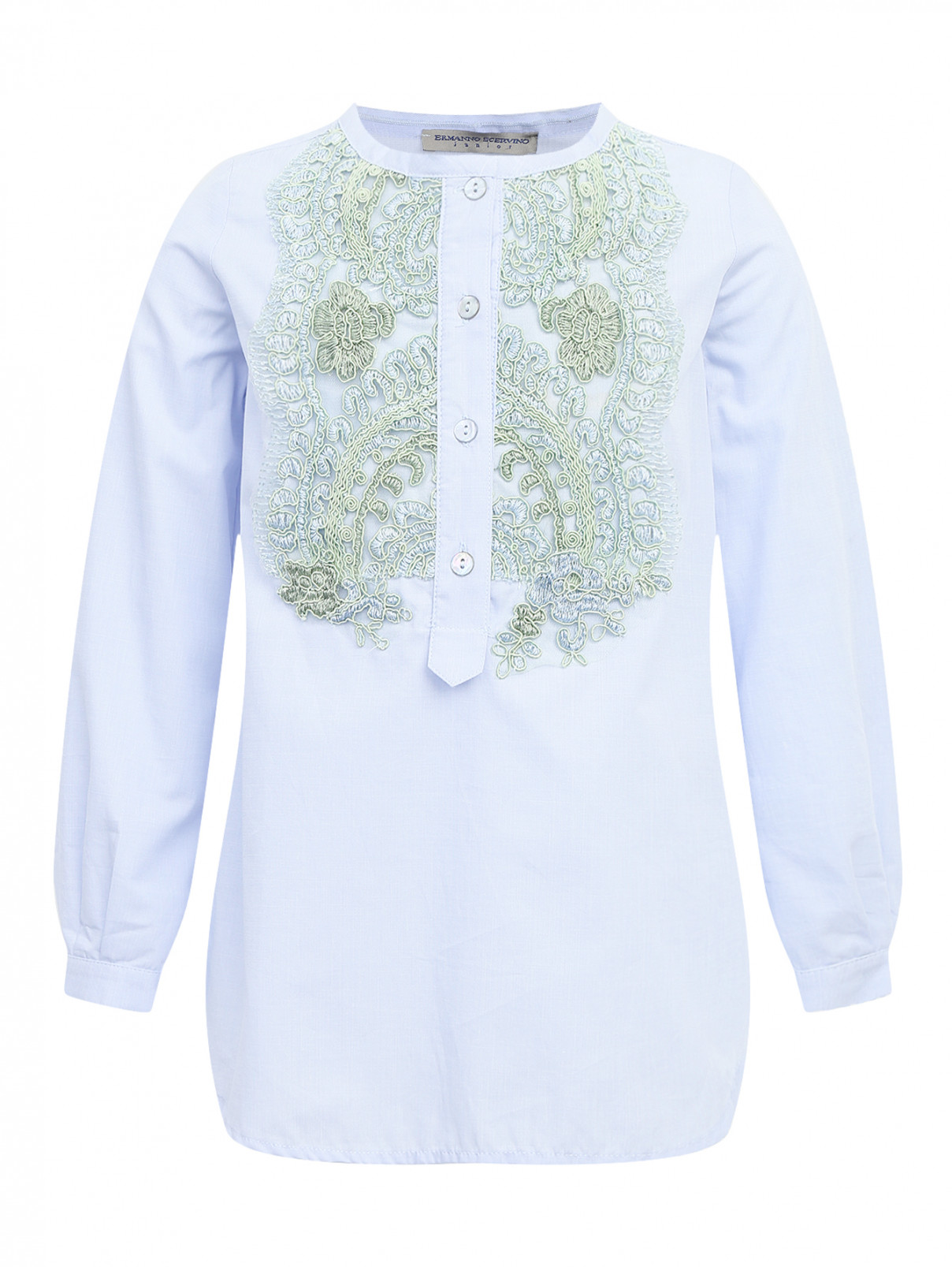 Блуза из хлопка с аппликацией Scervino Street  –  Общий вид  – Цвет:  Синий