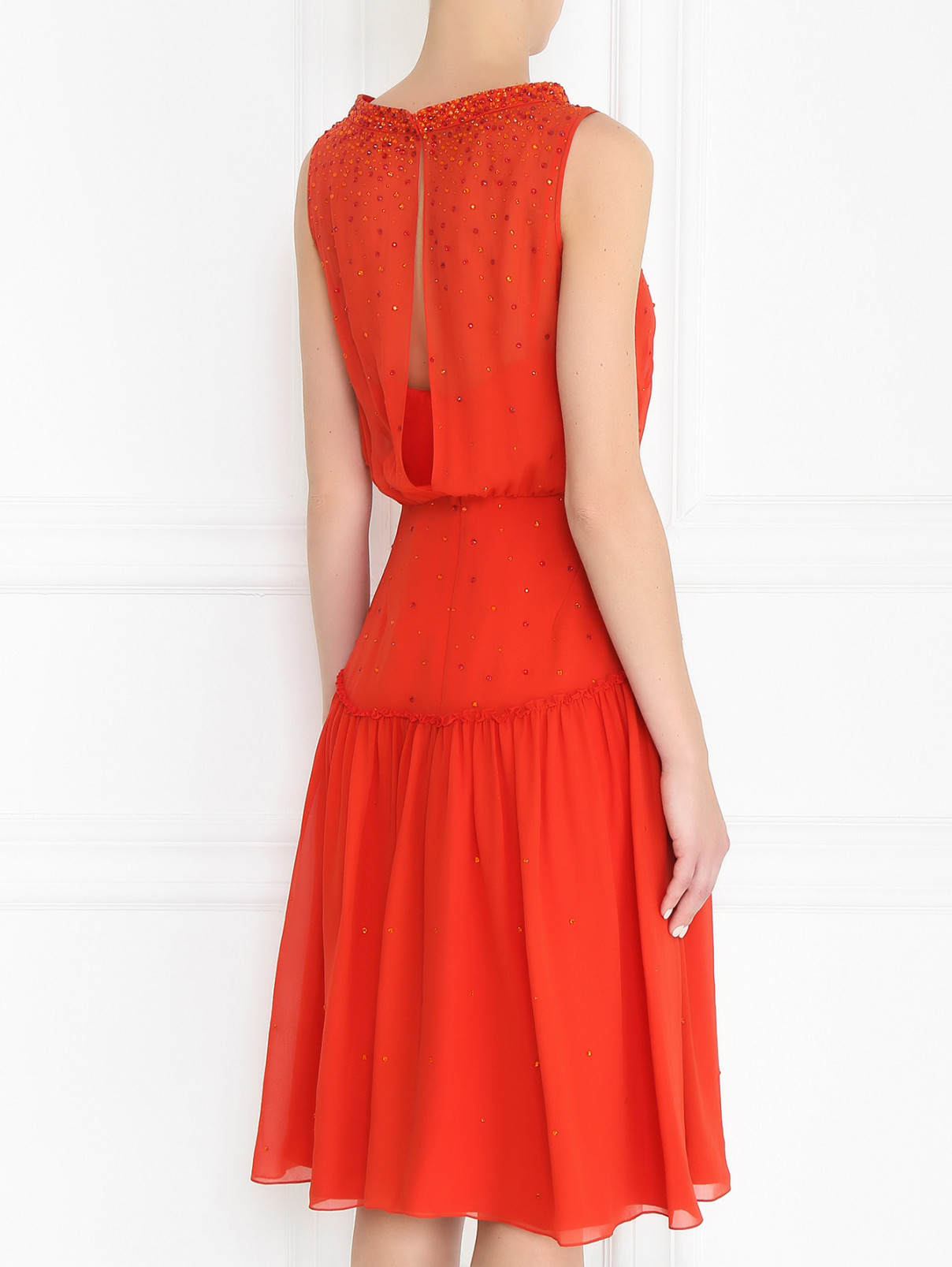 Платье из шелка декорированное стразами Jenny Packham  –  Модель Верх-Низ1  – Цвет:  Красный