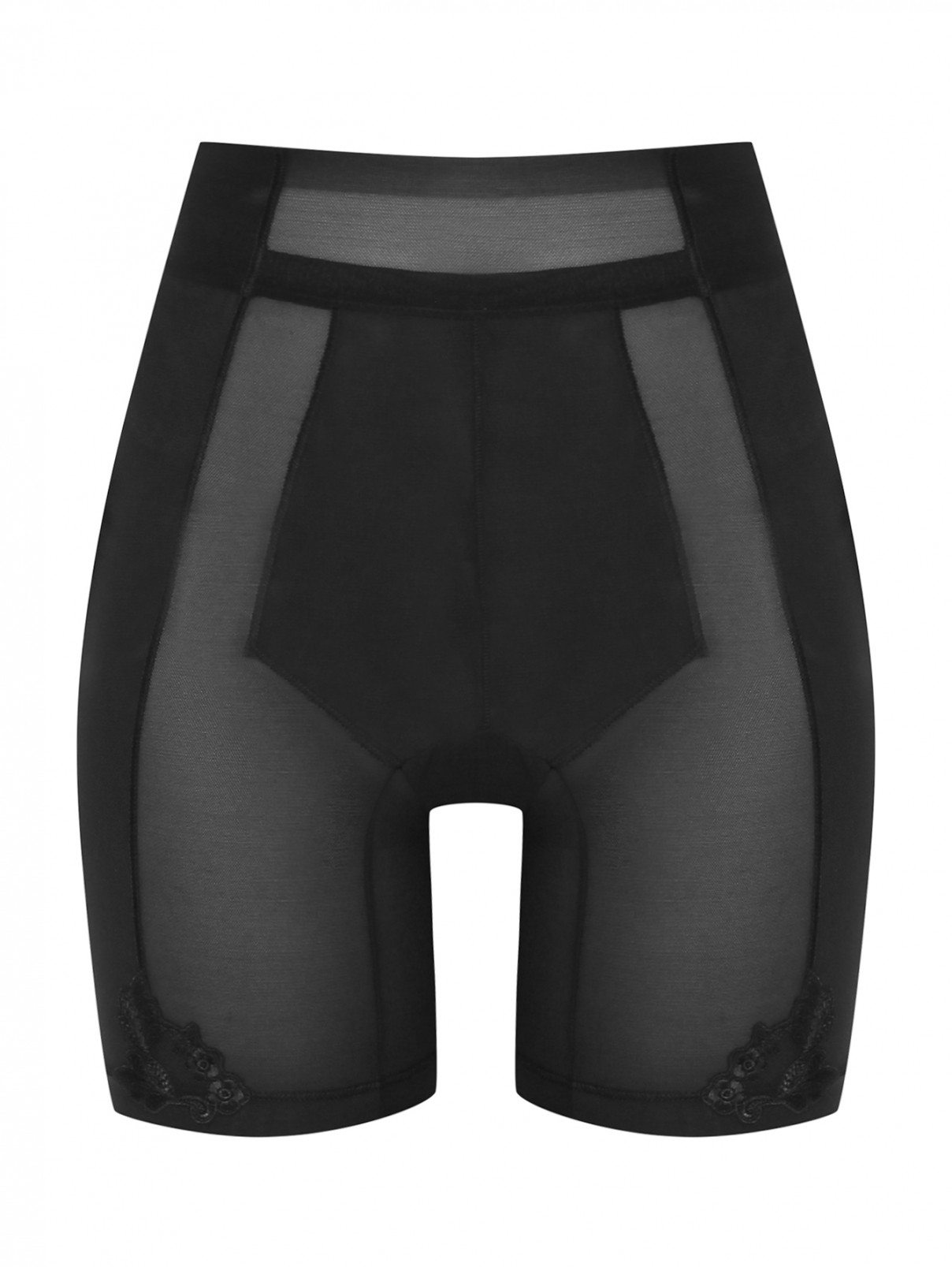 Панталоны из сетки декорированные вышивкой La Perla  –  Общий вид  – Цвет:  Черный