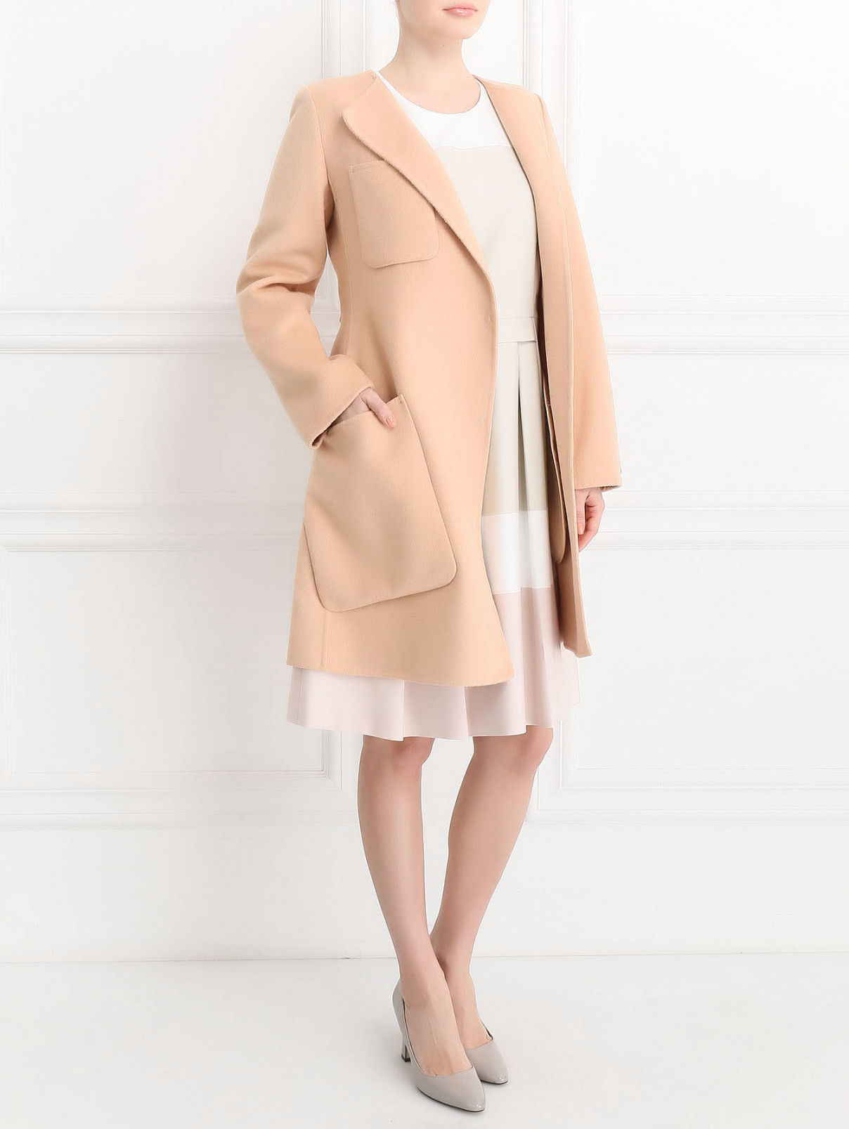 Пальто из шерсти и ангоры Sportmax  –  Модель Общий вид  – Цвет:  Розовый