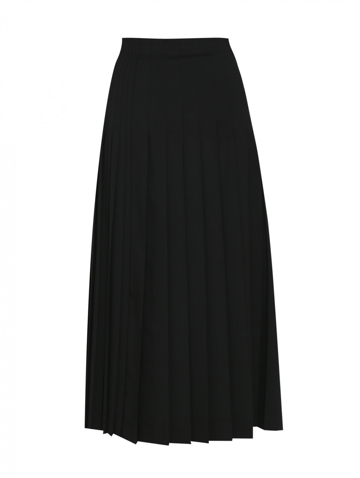 Плиссированная юбка из шерсти Ermanno Scervino  –  Общий вид  – Цвет:  Черный
