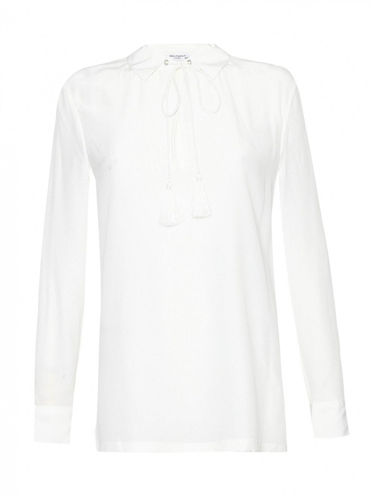 Блуза из шелка с завязками Equipment  –  Общий вид  – Цвет:  Белый