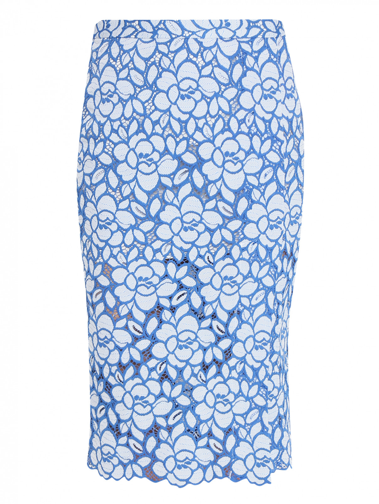 Юбка из смешанного хлопка с вышивкой BOUTIQUE MOSCHINO  –  Общий вид  – Цвет:  Синий