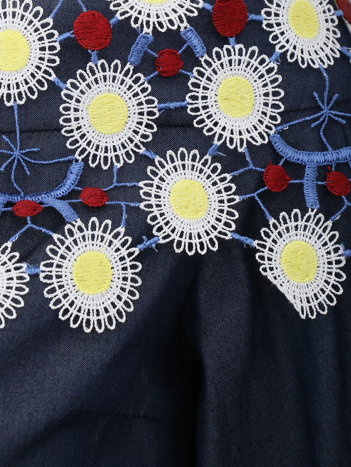 Платье из хлопка с декором Peter Pilotto  –  Деталь  – Цвет:  Синий