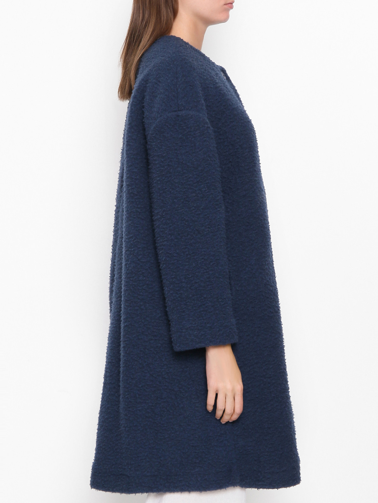 Однобортное пальто из смешанной шерсти Max Mara  –  МодельВерхНиз2  – Цвет:  Синий