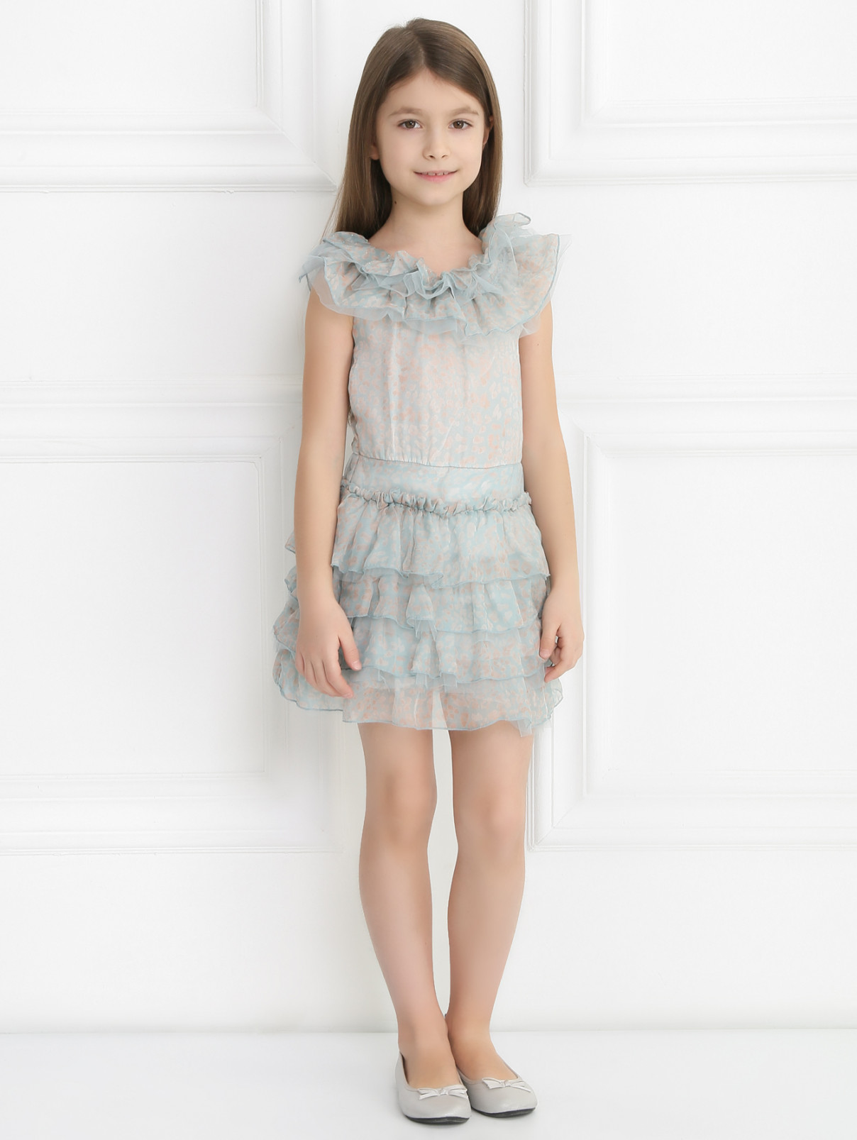 Платье из шелка с оборками Miss Blumarine  –  Модель Общий вид  – Цвет:  Узор