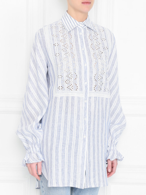 Блуза из льна в полоску Ermanno Scervino - МодельВерхНиз