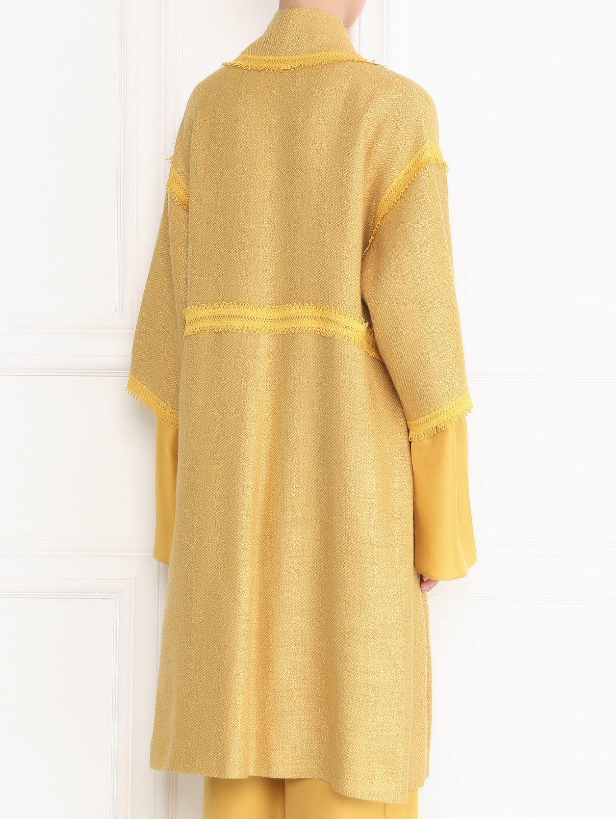 Легкое пальто свободного кроя из вискозы и нейлона Alberta Ferretti  –  МодельВерхНиз1  – Цвет:  Желтый