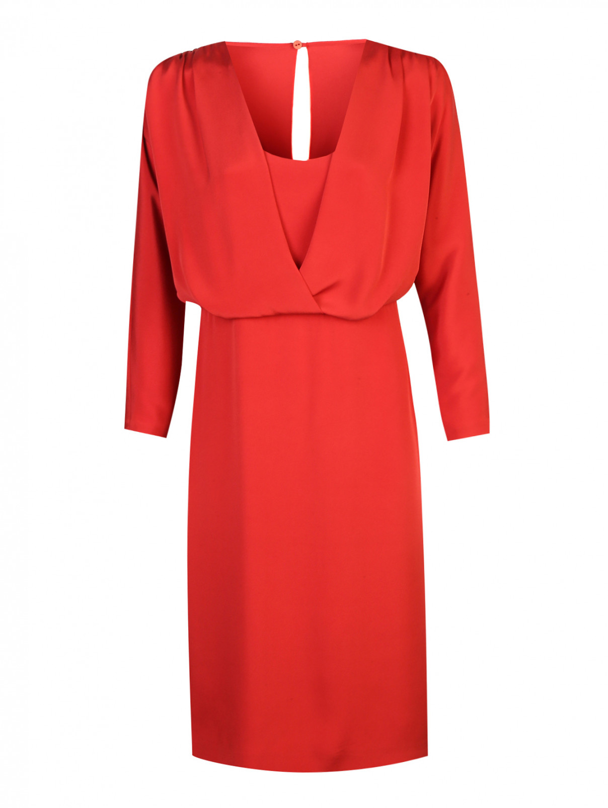 Платье из смесового шелка Alberta Ferretti  –  Общий вид  – Цвет:  Красный