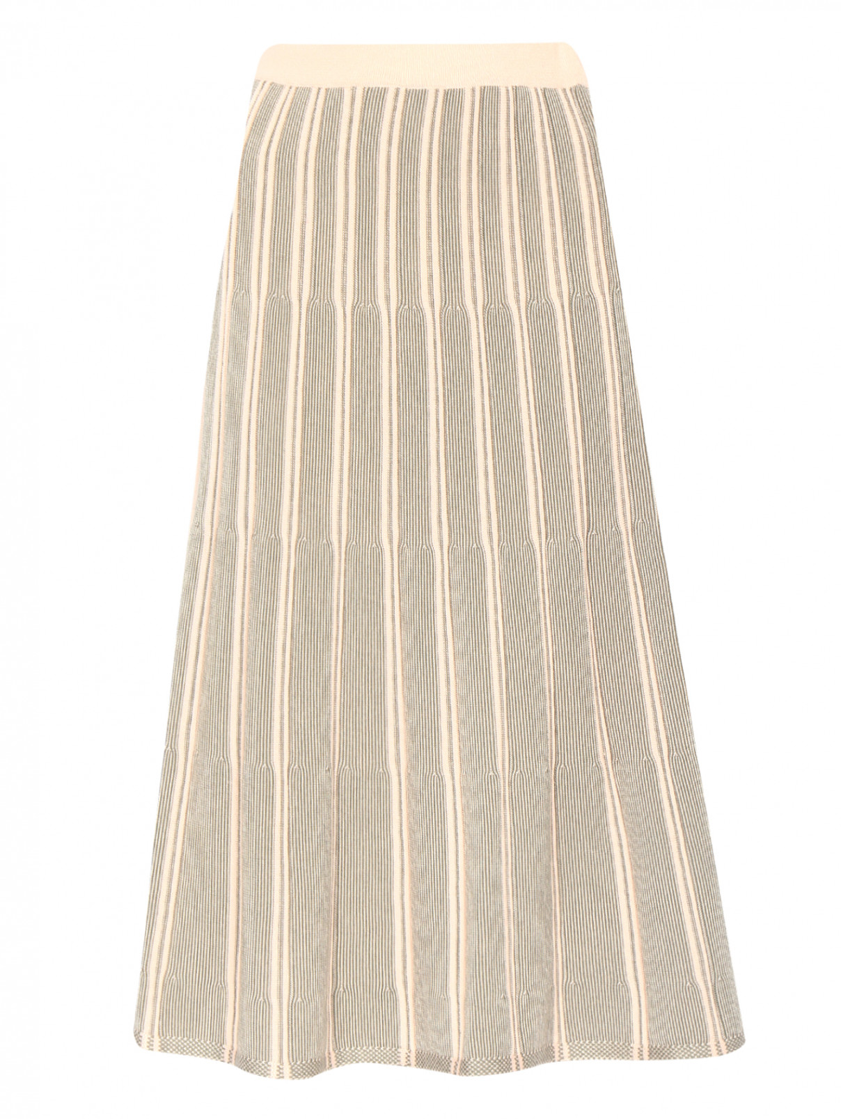 Юбка-миди из шерсти с узором "полоска" BOSCO  –  Общий вид  – Цвет:  Серый