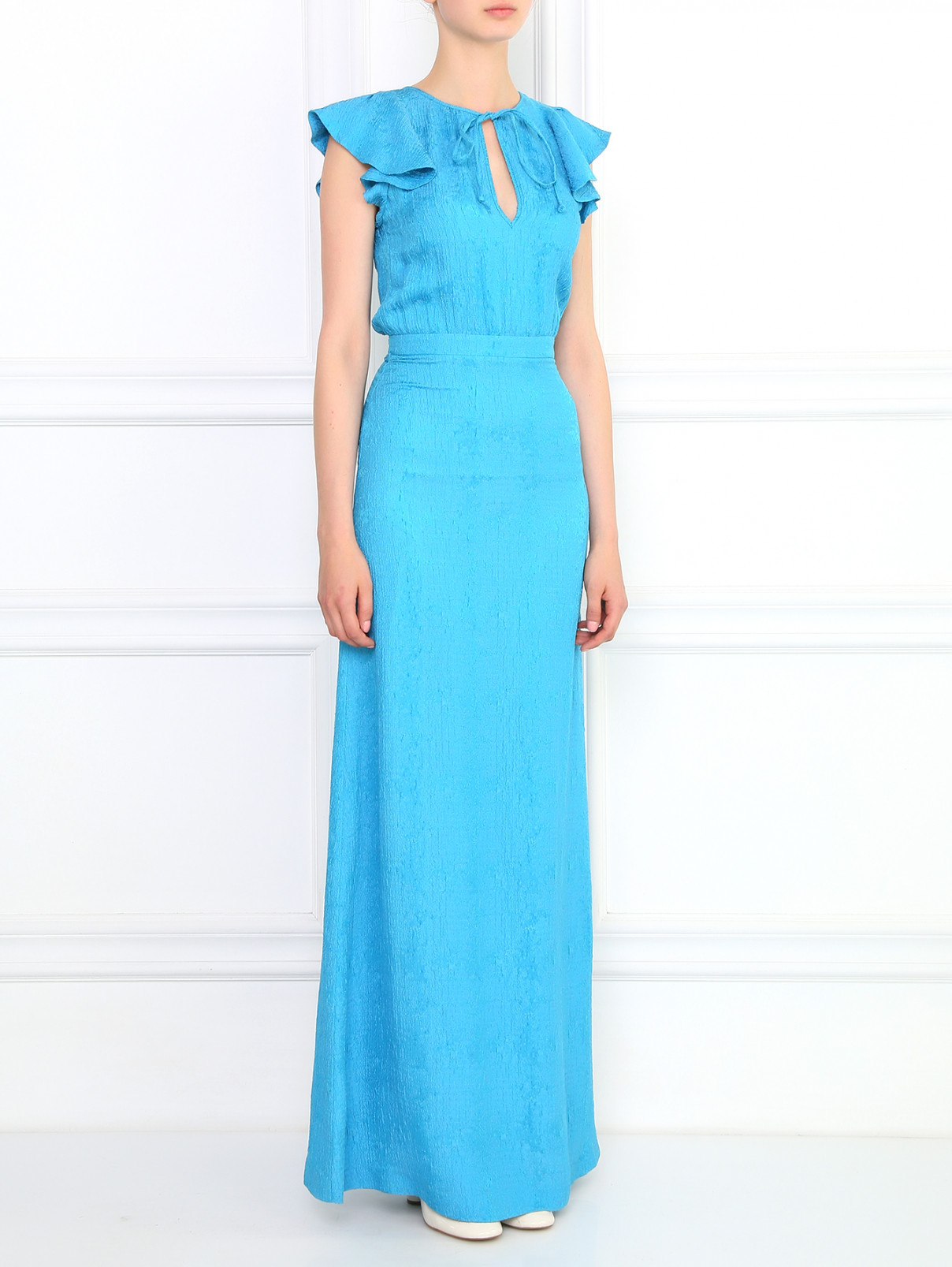 Платье-макси  прямого кроя JO NO FUI  –  Модель Верх-Низ  – Цвет:  Синий