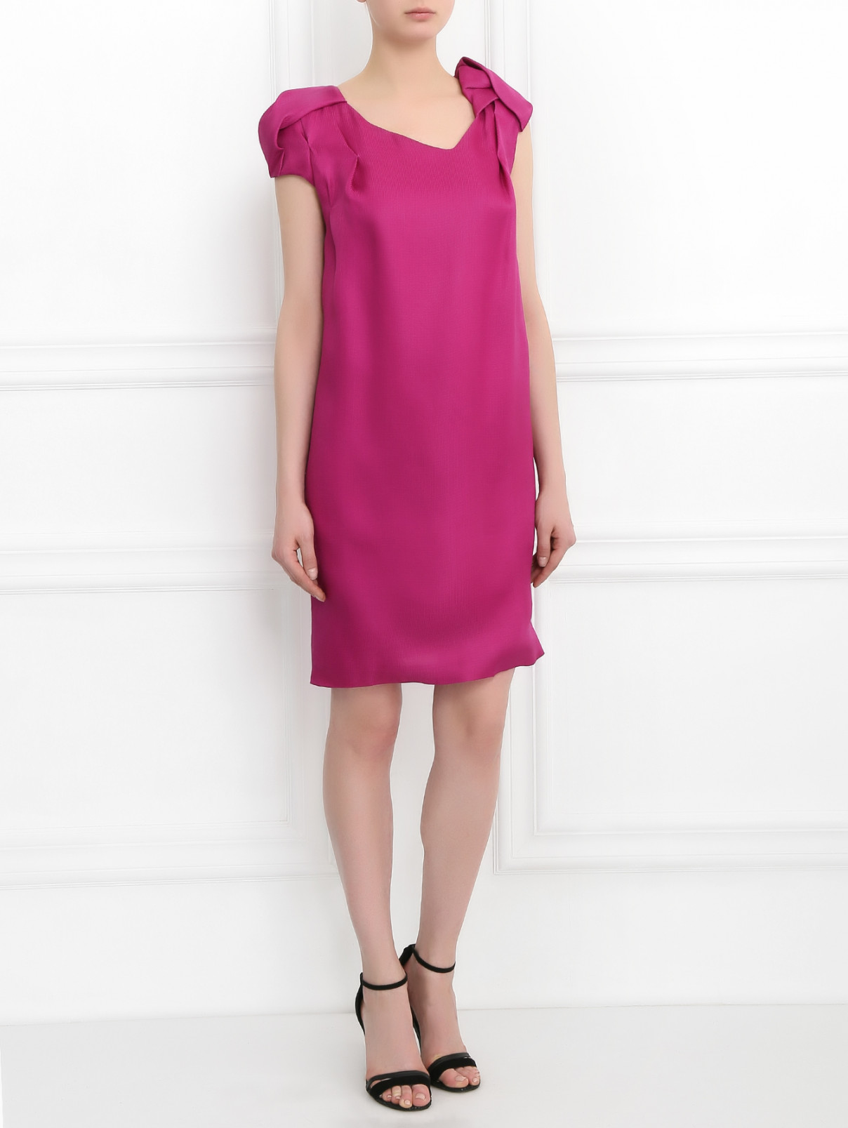 Платье-мини из шелка Aquilano Rimondi  –  Модель Общий вид  – Цвет:  Фиолетовый