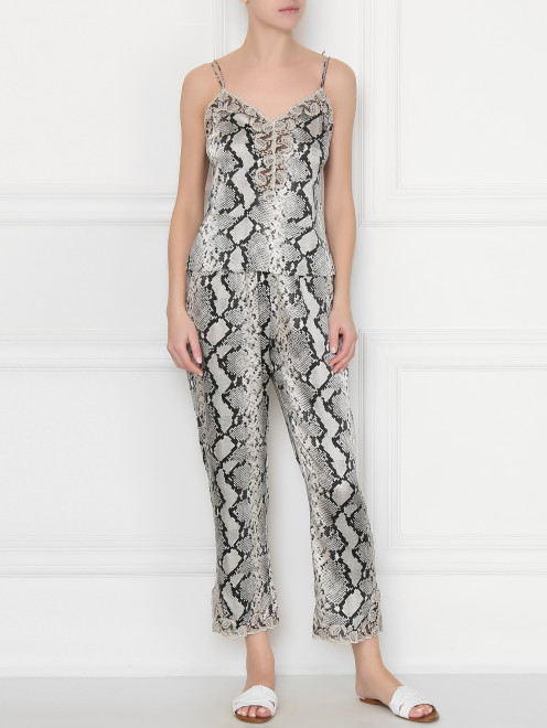 Топ шелковый с животным принтом Ermanno Scervino - МодельОбщийВид