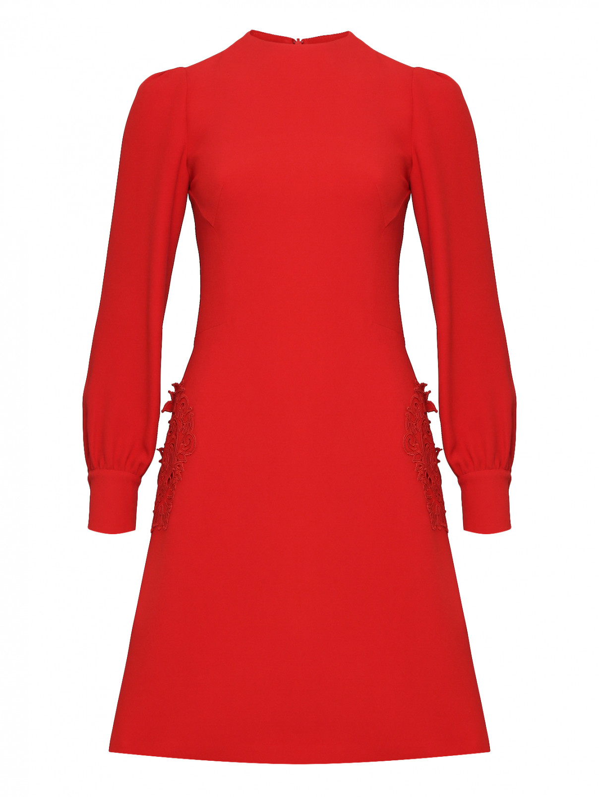Платье расклешенного кроя с декоративной отделкой Ermanno Scervino  –  Общий вид  – Цвет:  Красный