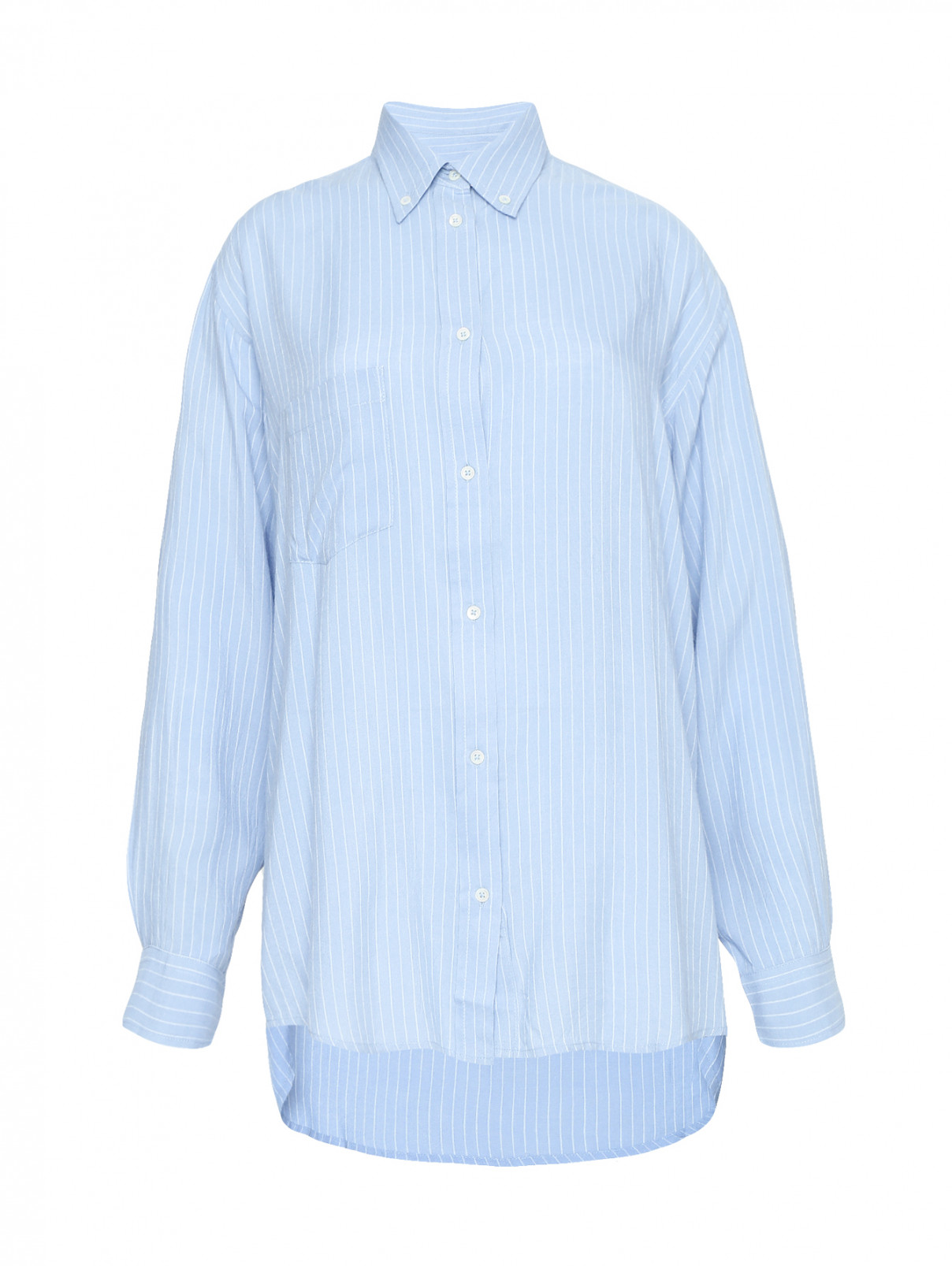 Рубашка свободного кроя с узором "полоска" Iro  –  Общий вид  – Цвет:  Синий