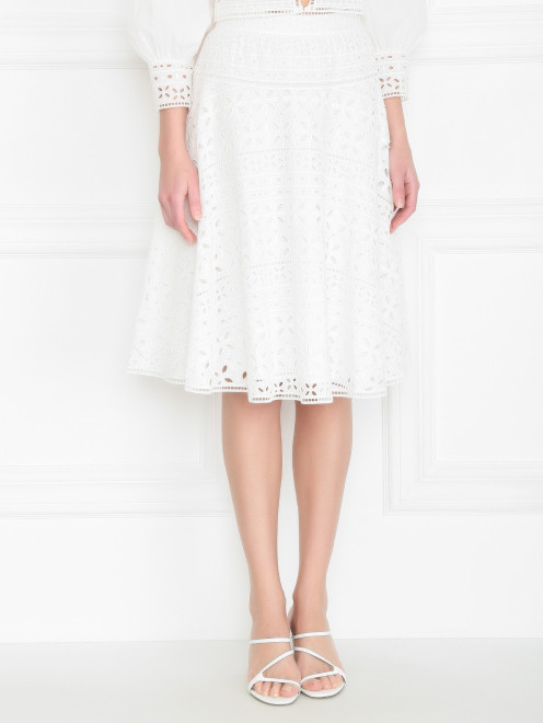 Юбка из хлопка с вышивкой Ermanno Scervino - МодельВерхНиз
