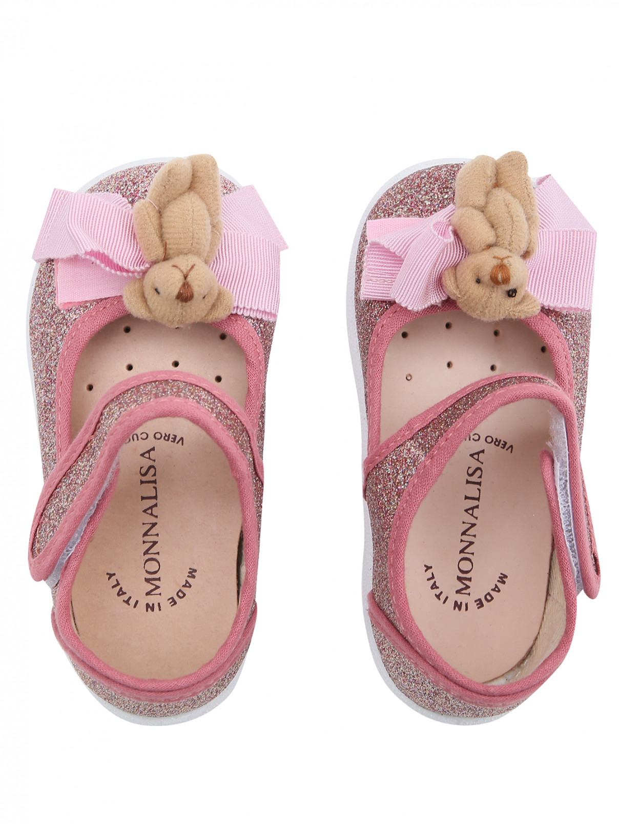 Туфли на липучке с декором MONNALISA  –  Обтравка4  – Цвет:  Розовый