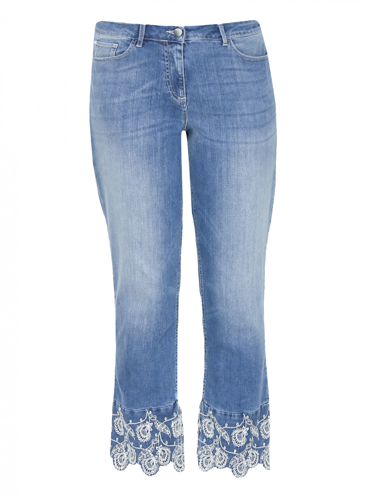 Укороченные джинсы с вышивкой Persona by Marina Rinaldi  –  Общий вид  – Цвет:  Синий