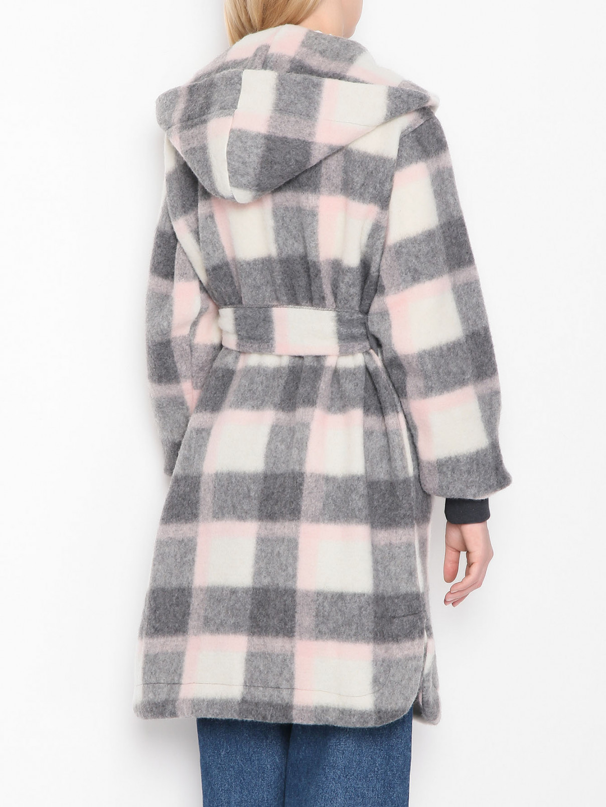 Пальто из смешанной шерсти с капюшоном DEHA  –  МодельВерхНиз1  – Цвет:  Серый
